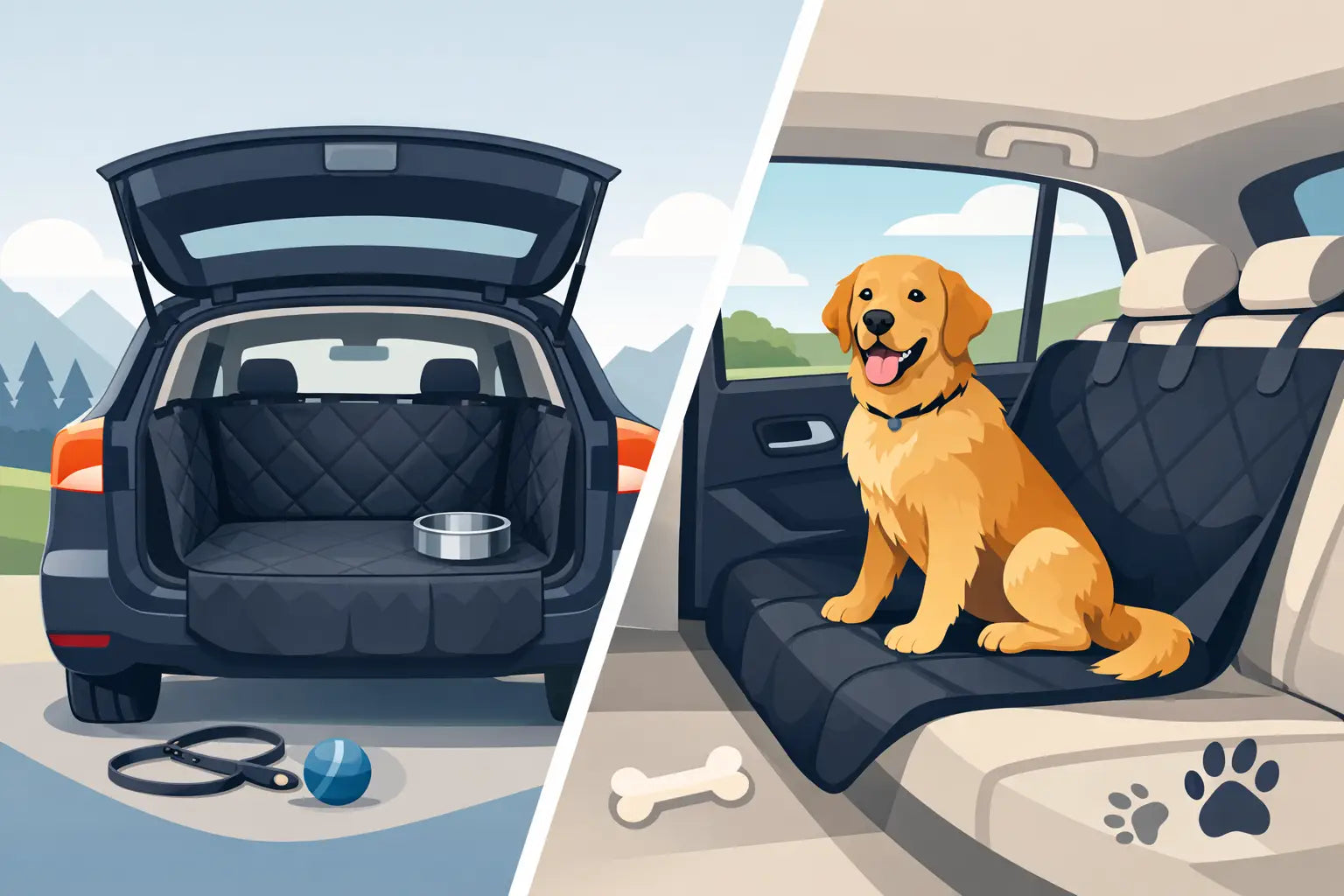 Bagasjeromsbeskytter eller baksetetrekk hund?