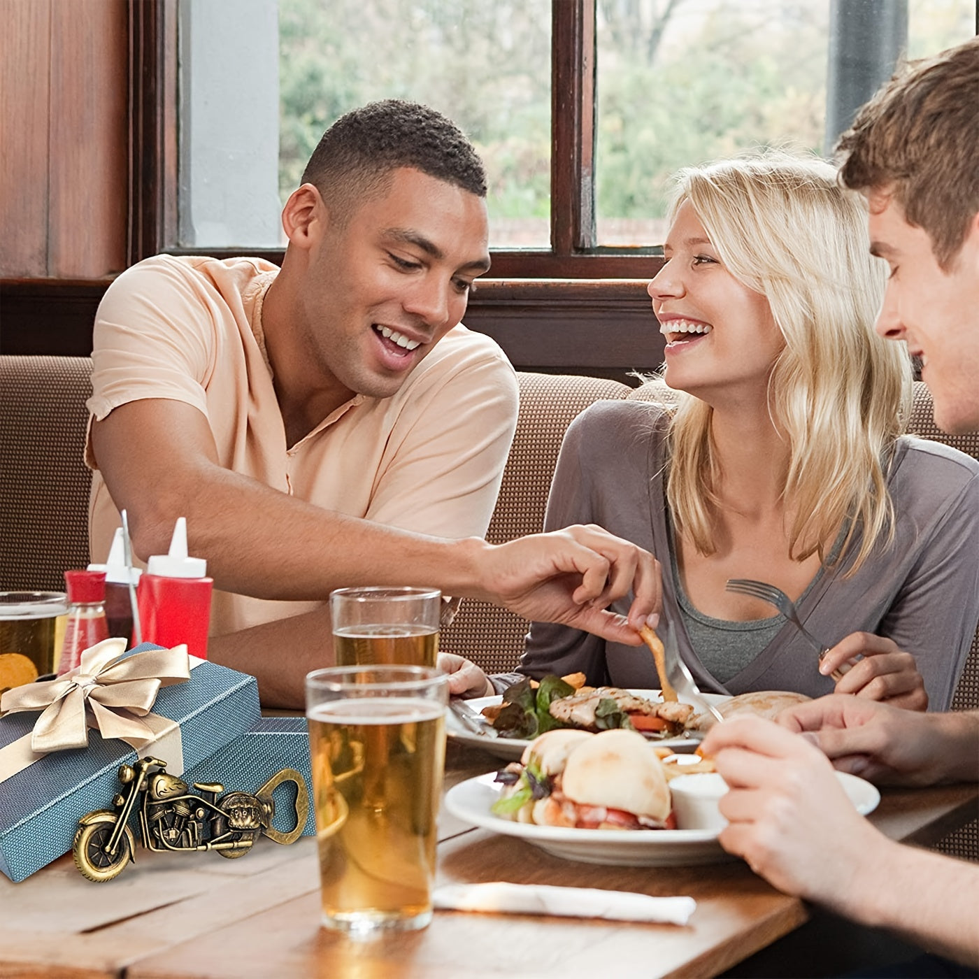 1 gylden5 tommers Motorsykkel flaske åpner- Perfekt gave for øl elskende Menn og mc intresserte