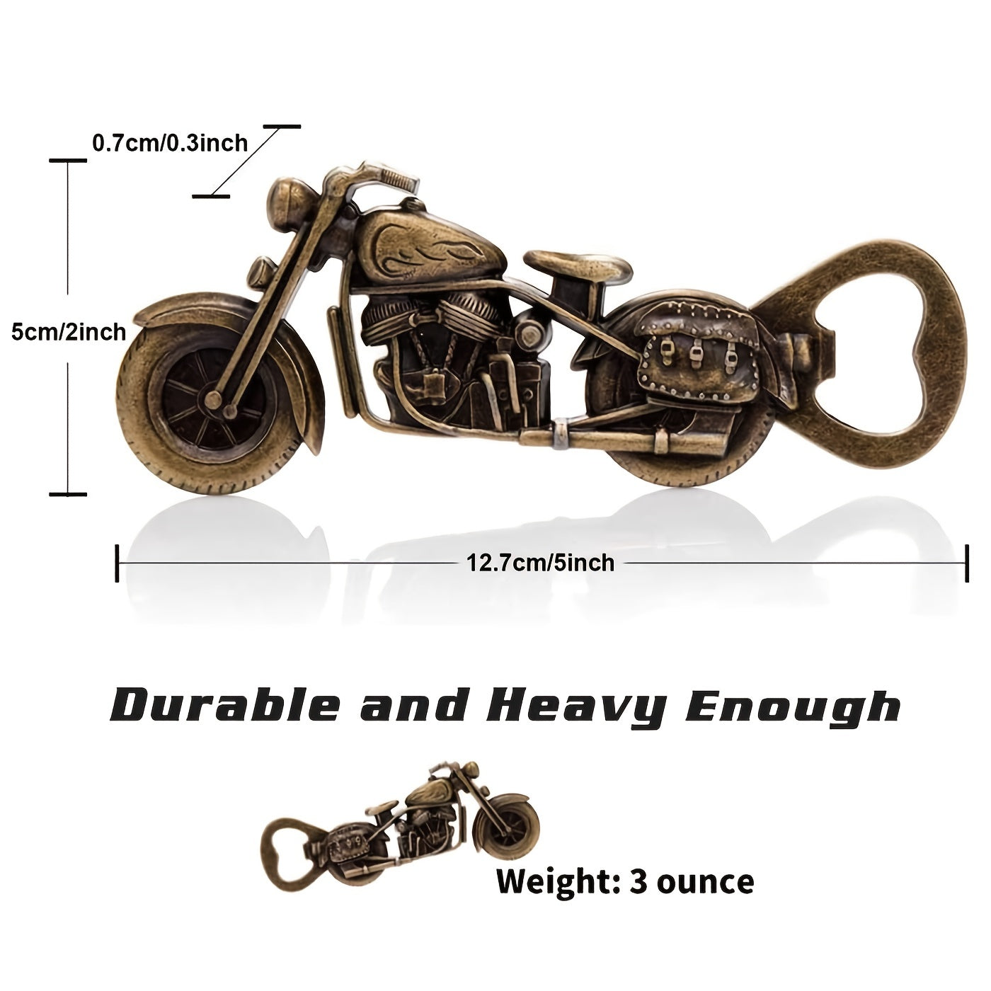 1 gylden5 tommers Motorsykkel flaske åpner- Perfekt gave for øl elskende Menn og mc intresserte